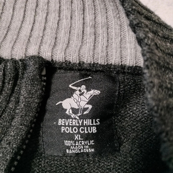 Beverly Hills Polo Club Men's Gray Sweater 1/4" Zipper Closure Pullover - Picture 1 of 6